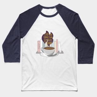 Coffee and reading - a cup of coffee steaming the words ' expand your mind read a book ' in front of a bookshelf Baseball T-Shirt